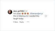 Netizen reacts to the mimic video of Kamala Harris (Image via @benandjerrys/Instagram)
